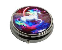 WuCong Unicorn Custom Fashion Design Gun Silver Glass Round Pill Case Western Medicine Tablet Holder Decorative Box
