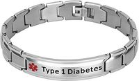 Elegant Surgical Grade Steel Medical Alert ID Bracelet for Men and Women (Men's, Type 1 Diabetes)