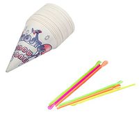 Perfect Stix Snow Cone Spoon Straws and Cups-100ct Snow Cone Spoons with Assorted Flavors (Pack of 100)