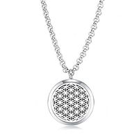 MESINYA 30mm Essential Oil Diffuser Necklace Aroma Hypo-Allergenic Magnetic Locket Pendant With 24'' Chain&Pads (Seed Of Life)