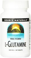 Source Naturals L-Glutamine 500mg, Plays an Important Role in Ammonia Disposal, 50 Tablets (Pack of 2)