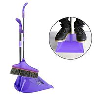 Upright Sweep Sets, Tloowy Home Casual Comfort Recycle Set Grip Duster and Dustpan Broom Besom Set Fashion Broom Cleaning Dustpans Set (Purple)