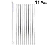 YeahiBaby 11pcs Stainless Steel Straws Straight Drinking Straws with a Brush