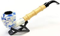 Eclipse 8" Pretty Blue Marbled Churchwarden Tobacco Herb Smoking Pipe, PIPM5529