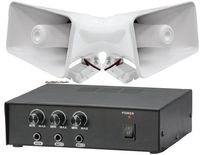 Pyle KTPMSA20H 50 Watt PA Power Amplifier W/ Pair of 8'' Indoor / Outdoor 65 Watt PA Horn Speakers