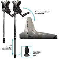 Smart Crutch Performance Series Forearm Crutch with Premium Spring Loaded Flextip, 15-90 Degree Rotation - 2 Adult Ergonomic Adjustable Walking Aids - Large, Birch Bark