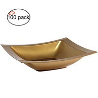 TigerChef TC-20299 Heavyweight Rectangular Plastic Plates, Fancy Party Plates, BPA-Free, 12 Ounce Capacity, Gold (Pack of 10)