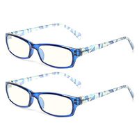 2 Pair Computer Glasses - Anti-blue glasses - Blue Light Blocking Reading Glasses for Women (2 Pack Blue, 0.00)