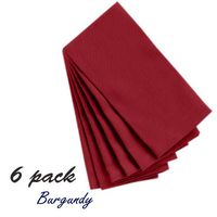 JB Linen Egyptian Cotton 600-Thread-Count 6-Piece Dinner Napkins 16" x 16" Color Burgundy Solid (Set Contains Half Dozen Napkins)
