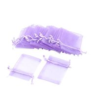 uxcell 25 Pcs 3.5 inches x 2.8 inches Organza Drawstring Jewelry Pouches Wedding Favor Gift Bags Purple