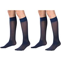 Truform Compression 8-15 mmHg Sheer Knee High Stockings Navy, Large, 2 Count