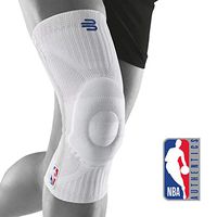 Bauerfeind Sports Knee Support NBA - Officially Licensed Basketball Brace with Medical Compression - Sleeve Design with Omega Gel Pad for Pain Relief & Stabilization (White, S)