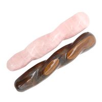 Satin Crystals Wand Massage Set 4.75" Premium Pink Rose Quartz & Golden Brown Tiger's Eye Twist Stones Gift Pack P04-IDC