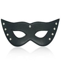 JIAHAO Blinder Soft Padded PU Leather Blindfold Eye Cover Sleep Flirting cat face mask (Black)