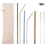 Reusable Stainless Steel straws, Metal Drinking straws suitable for 20oz/30oz cups and Ordinary glass 5 pieces and 2 Cleaning brushes (multi)
