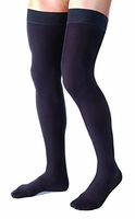 Jobst for Men Thigh High 15-20mmHg Ribbed Closed Toe, M, Black