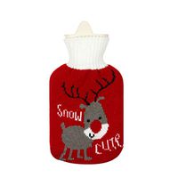Hot Water Bag with Knit Cover-Water Injection Hot Water Bottle Winter Plush Portable Warm Water Bag for Birthday, Christmas, Valentine's Day, Gift Exchange Party (21x12cm, N)