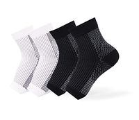 2pairs - Compression Socks Foot Sleeves, Plantar Fasciitis Ankle, Arch Braces & Supports (Large/X-Large, Black & White)