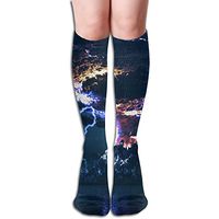 Unisex Lightning Elastic Long Socks Soccer Socks Tube Thigh-High Leg Warmers Knee High Socks Length 19.69 Inch