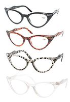 SOOLALA Womens 4Pairs Vintage Cateyes 80S Inspired Fashion Reading Glasses, 2.75