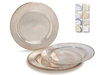 " OCCASIONS" 40 Plates Pack, Heavyweight Disposable Wedding Party Plastic Plates (10.5'' Dinner Plate, Seasons Clear with Gold Glitter)