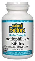 Natural Factors, Acidophilus & Bifidus Double Strength, Supports Digestive Health and Microflora Balance, Probiotic Supplement, 10 Billion CFU, 180 capsules (180 servings)
