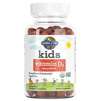 Garden of Life Kids Organic Vitamin D3 Gummies, Orange Flavor - 800 Iu (100% Dv) for Immunity & Strong Bones, Sugar Free Once Daily D3 Gummy Vitamins for Kids, 60 Vegetarian Gummies (60-Day Supply)