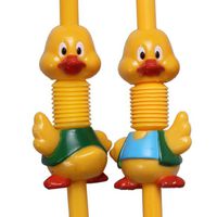 YueLian Plastic Disposable Straw Funny Animals Flexible Wedding Party Drinking Straws (10, duck)