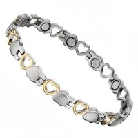Love Heart Shape TITANIUM Power Energy Therapy BRACELET With Strong Magnet Stones (LINK REMOVAL TOOL INCLUDED)- FREE “LED FLASHLIGHT WITH KEY CHAIN” WITH YOUR ORDER- 160BR