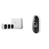 Arlo Pro 2 - Wireless Home Security Camera System with Siren | Rechargeable, Night vision, Indoor/Outdoor, 1080p, 2-Way Audio, Wall Mount | Cloud Storage | 3 camera kit (VMS4330P) w/ Doorbell
