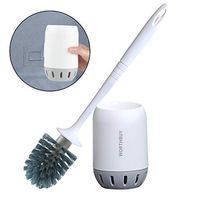 WORTHBUY Toilet Brush and Holder Set Bathroom Toilet Cleaner Brush Set Toilet Cleaning Brush Kit Toilet Bowl Brush with Strong Bristles(Wall Mounted, White)
