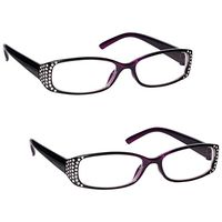 The Reading Glasses Company Black & Purple Diamonte Style Readers Value 2 Pack Designer Style Womens Ladies RR93-5 +2.00
