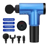 Massage Gun, Handheld Deep Tissue Massager for Pain Relief, Percussion Massage Device with 6 Adjustable Speed Vibration Levels and 4 Head Attachments (Blue)