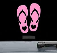 JS Artworks Flip Flops with Heart Vinyl Decal Sticker (Soft Pink)