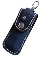 D’SHARK Genuine Leather Keychain Lighter Case Holder Protector Cover (Navy Blue)