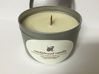 16oz HANDPOURED ECO-SOYA WAX CANDLE IN TIN w/WOOD WICK (Sandalwood Vanilla)