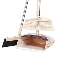 Fenrs Broom and Dustpan Set,Rotatable Foldable Long Handle Extendable Sweep Set Dust Pan and Broom Combo for Home Kitchen Room Office Lobby Floor Use Upright Stand up Dustpan Broom Set (3-Piece Set)