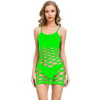Loprt Women's Sexy Camis Hollow Out Transparent Mesh Bodycon Underwear Dress Green