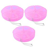 uxcell Plastic Outdoor Round 7 Compartments Capsule Pills Storage Box Case 3pcs Fuchsia
