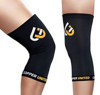 Copper United Knee Compression Sleeve Support for Running, Sports, Joint Pain Relief, Arthritis & Injury Recovery - Guaranteed Infused Fit Support Brace - Protects Patella & Wear Anywhere - Single