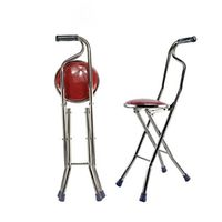 moxin Cane seat Walking Stick seat Canes Three-Legged Stool Chairs for The Elderly The Elderly Walking Stick Stool, a, Four red Stool