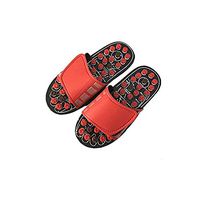 Velcro Health Massage Shoes, Foot Summer Acupressure Mat Health Care Blood Circulation Health Massage Sandals and Slippers (Color : Red, Size : 38-39)
