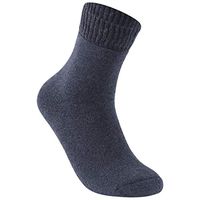 Facool Diabetic Socks for Men Women, Cotton Non-Binding Circulatory Full Cushion Crew Socks with Seamless Toe for Cold Weather 1 Pair Black/Grey X-Large