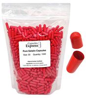 Capsules Express- Size 00 Red Empty Gelatin Capsules 1000 Count - Kosher and Halal Certified - Gluten-Free Pure Bovine Gelatin Pill Capsule - DIY Powder Filling