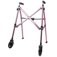 Able Life Space Saver Walker, Lightweight Folding 2 Wheel Travel Walker for Seniors with Fixed Wheels, Regal Rose