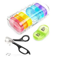AUVON iMedassist Portable Daily Pill Organizer (Twice-A-Day) with Moisture-Proof Design Bundle with AUVON Scissors-Shaped Pill Cutter