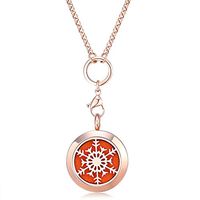 Mesinya Rose Gold Color 316L S.Steel Essential Oils Aromatherapy Diffuser Locket Necklace (Snowflake (1'')