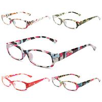 GAOYE 5-Pack Reading Glasses Blue Light Blocking,Spring Hinge Readers for Women Men Anti Glare Filter Lightweight Eyeglasses (Flower, 0.0)