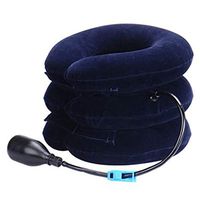 Elevin(TM)🌹🌹 Air Inflatable Pillow Layer 3 Neck Head Traction Soft Brace Device Unit Set (Blue)