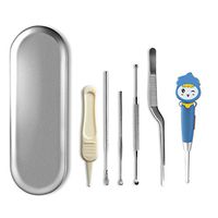 6pcs Ear Pick Tools, Gmaso Ear Cleaning LED Light Earwax Removal Ear Curette with Storage Box (Blue)